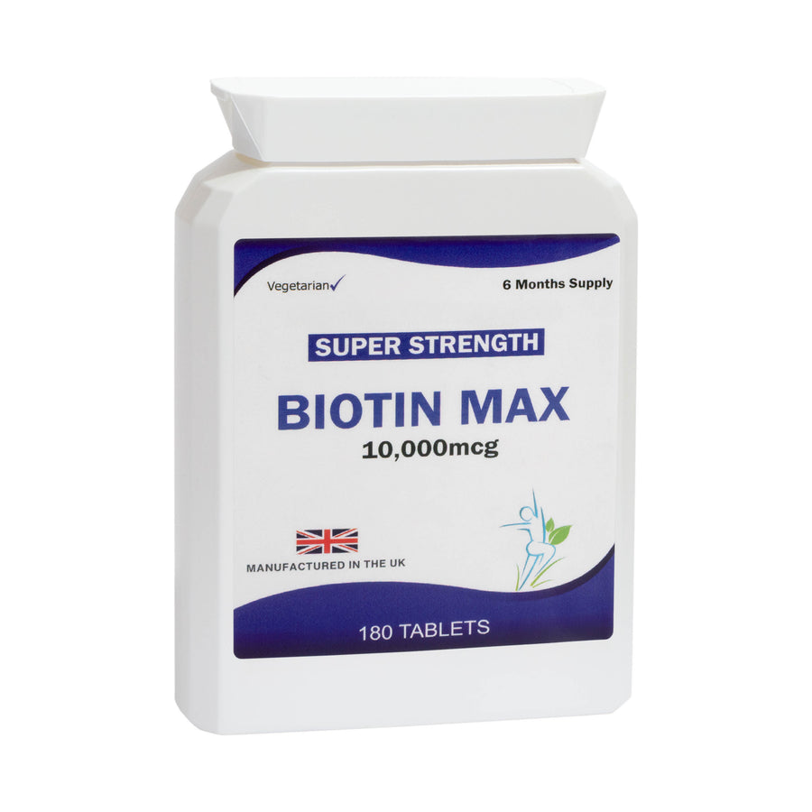 BIOTIN 10,000mcg Max 180 Tablets Healthy Hair Skin Nails Growth Vitamin B