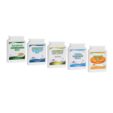 Ashwagandha + Magnesium glycinate + Lion's mane + NMN resveratrol and Vitamin D3 & K2 combo